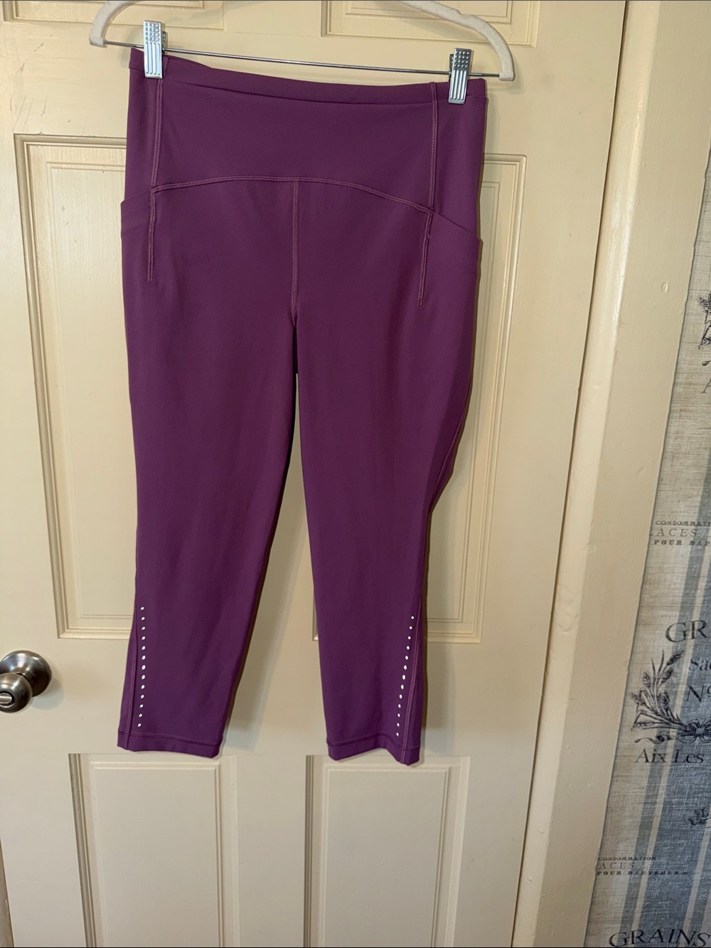 lululemon athletica Plum Capri Leggings with Reflective Dots